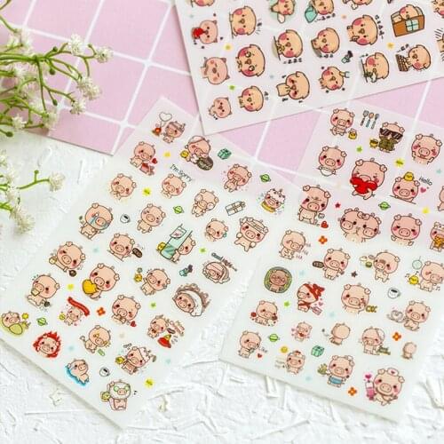 6 Pcs/Lot Cute Animal Pig Paper Sticker DIY Decorative Diary Scrapbooking Planner Stickers Kawaii Stationery School Supplies