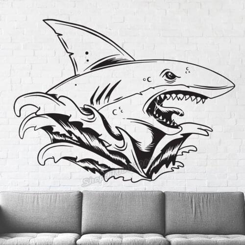Shark Surf wall decal beach Sport Decals Vinyl Surf gifts Boys surf windsurf Wall Stickers for Kids Room Home Bedroom Decor B126