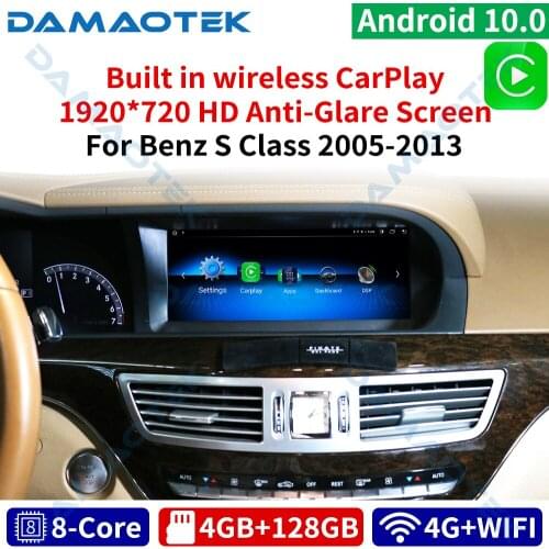 DamaoTek Android 10.0 4+128GB 10.25'' Car GPS Radio Audio Navigation For Mercedes BENZ S W221 W216 2005-2013 Multimedia Player