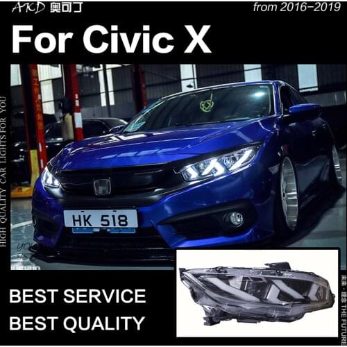 Car Styling Head Lamp for Civic X Headlights 2016-2020 New Civic LED Headlight DRL Animation LED High Beam Low Beam Accessories