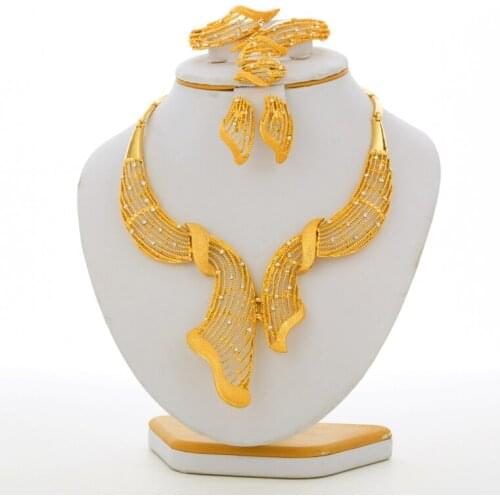 Ethiopian/Eritrea/Habesha/Africa/Middle East/Iran Bridal white Stone Gold Color Arab Engagement Party Jewelry Sets wedding Gift