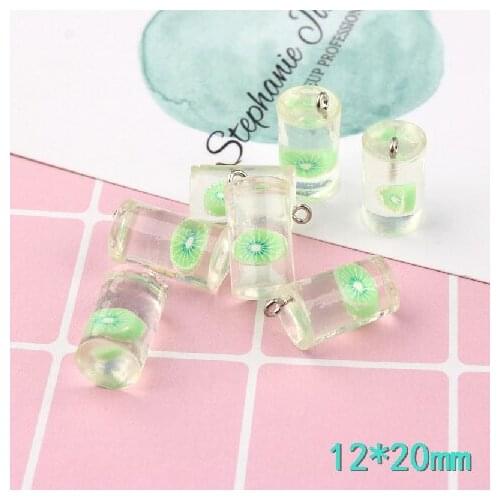 Free Shipping 5pcs/Lot 12*20mm Transparent Clear Fruit Lemon Drink Bottle Charms Pendant Resin Cabochon Ornament Pendant Decor