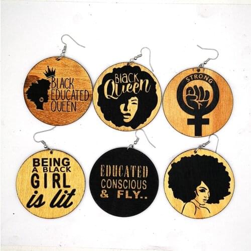 Free shipping!!mixed design Power Black wooden earrings