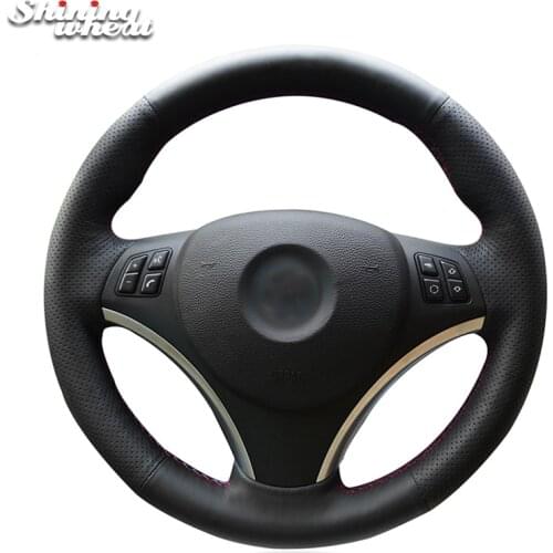 Shining wheat Black Artificial Leather Car Steering Wheel Cover for BMW E90 325i 330i 335i E87 120i 130i 120d
