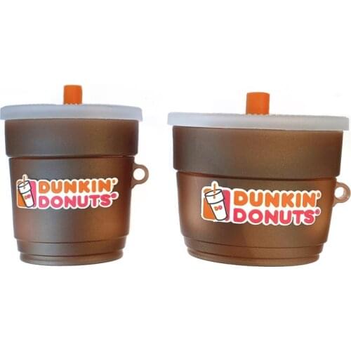 Hot Sale 3D Dunkin Donuts Coffee Cup Design Earphone Case with Keychain for Airpods Pro Cute Cartoon Drinks Cover for Airpod 1/2