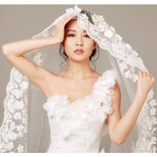 2020 Wedding Veils Bridal Veil Wedding Accessories Long Cathedral Train Veils birdcage Veil lace Wedding Veil length 3 meters