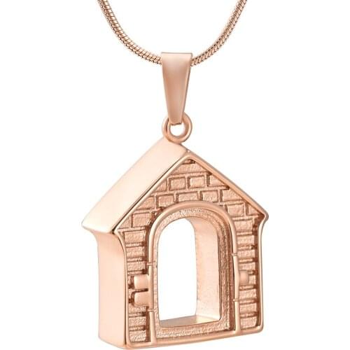 IJD9886 Personalized House Glass Design Stainless Steel Cremation Pendant Memorial Necklace Ashes Urn Human/Pet Keepsake Jewelry