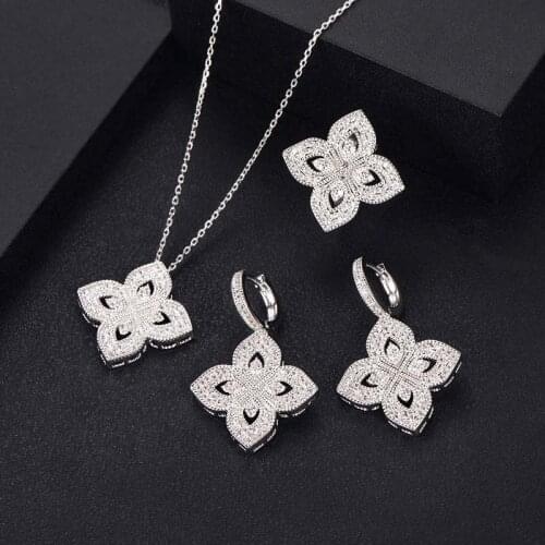 Janekelly African Bangle Ring Set Jewelry Sets For Women Indian Wedding Cubic Zircon Crystal jewellery Dubai Bridal Jewelry Set