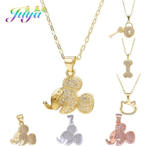 Juya Handmade Fashion Friendship Necklaces For Women Kids Gold Silver Color Cute Animal Key Pendant Necklace Supplies