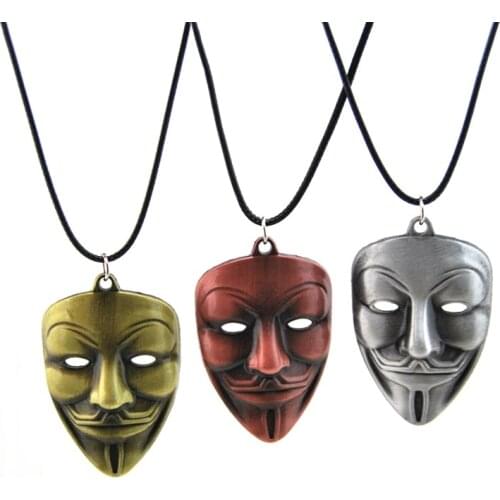 New Leather Chain Retro V for Vendetta Pendant Necklace Men Vintage V Choker Necklace Women Jewelry Party Friends Gift