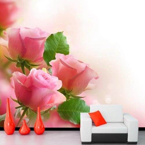 Beautiful fresh pink rose wallpaper papel de parede, hotel living room sofa TV wall bedroom 3d custom murals flower wallpaper