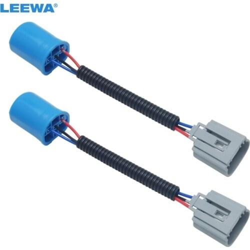 LEEWA 2X Car LED HID Headlight Ceramic Socket Plug Wiring Harness Connector 9004/9007 To H13 Bulb Socket Wiring Adapter Holder