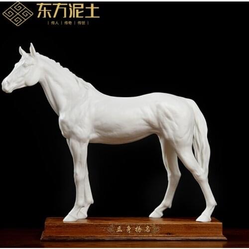 Horse furnishing articles dehua white porcelain send friends standing leadership office business gifts/foundation