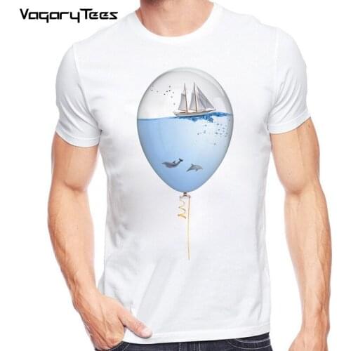 2019 Hot Creative Sealoon T-Shirt Mens Sea In A Balloon Printed T Shirt Summer Hight Quality Hipster Cool Male Basic Tops Tee