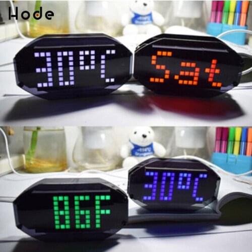 Digital LED Clock Kit Light Control Temperature Date Time Compact Display with Transparent Case DIY