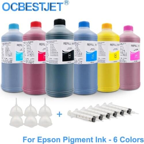 6x1000ML Universal Pigment Ink Refill Ink Kit For Epson Stylus Pro 7600 9600 7500 9500 10000 10600 7800 7880 9800 9880 4800 4880