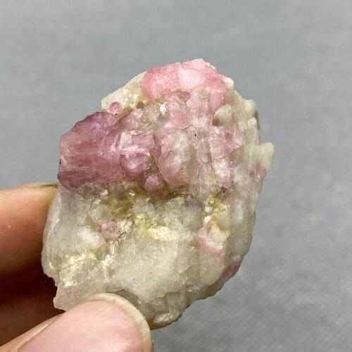 Natural Vietnamese ruby ​​ore specimens, tourmaline crystals are rare