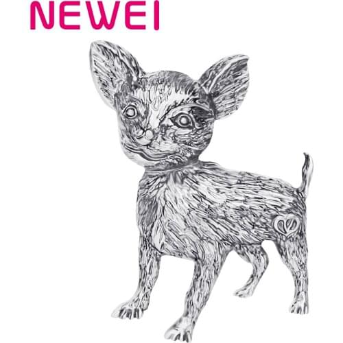 Newei Alloy Plated Antique Gold Chihuahua Dog Brooches Lovely Animal Clothes Jewelry For Women Girl Lover Party Gift Accessories