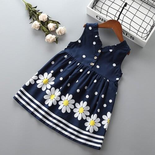 Girl flower princess dot dress Summer children bow knot clothing baby girls 100% cotton birthday dresses for 2-7T kids Clothes