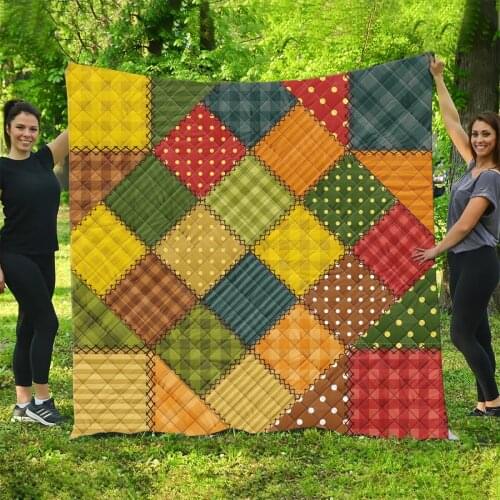 Plaid Quilted Quilt Throw Blankets Birthday Christmas Thanksgiving Gifts Bedding Cover Tapestry Wall