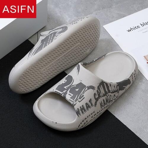 ASIFN Beach Mens Slippers Summer Outside EVA Soft Thick Bottom Platform Flip Flops Slides Non-slip Sandals Indoor Beach Shoes
