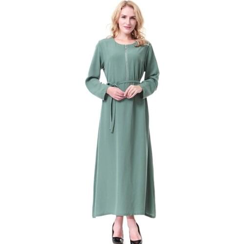 Aid Mubarek Muslim Fashion Dubai Turkey Dress Africa Costume Islam Clothing For Women Robe Malaysia Solid Color Muslim Dress New