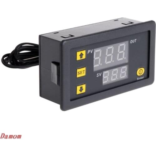 Temperature Controller Relay Dual Digital LED Display Heating/Cooling Regulator Thermostat Switch