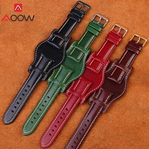 18mm 20mm 22mm Genuine Cow Leather Strap Retro Men Green Replacement Bracelet Wrist Band Watch Accessories for Seiko SRPE99K