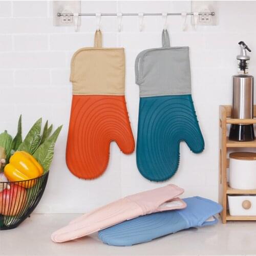Silicone Microwave Gloves Silicone Oven Mitts with Non-Slip Grip and Thicker Liner, Heat Resistant Baking Gloves