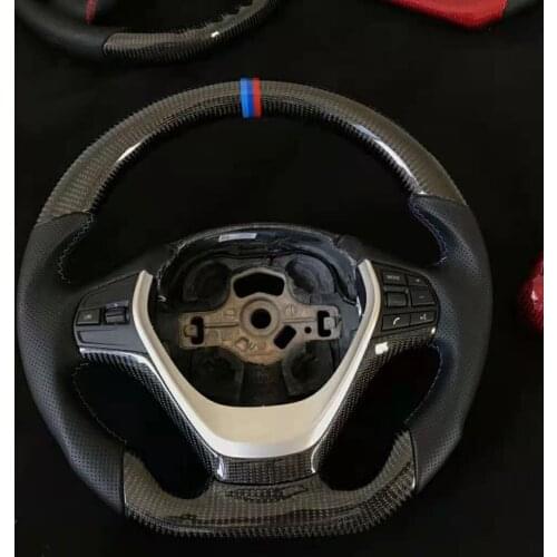 OEM Cuatomized Real Carbon Fiber Sports Steering Wheel Leather compatible for BMW 3 Series 2012-2018