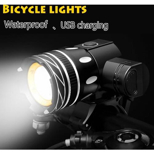 T6 LED Waterproof Super Bright Light Bicycle Headlight Bike Lamp Taillight for Night Riding Cycling USB Rechargeable Set