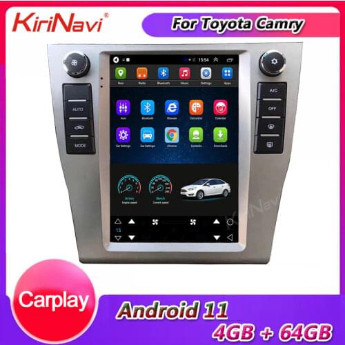 KiriNavi Vertical Screen Tesla Style 1 Din Android 9.0 10.4" Car Radio For Toyota Camry GPS Navigation Car Dvd Player 2007-2011
