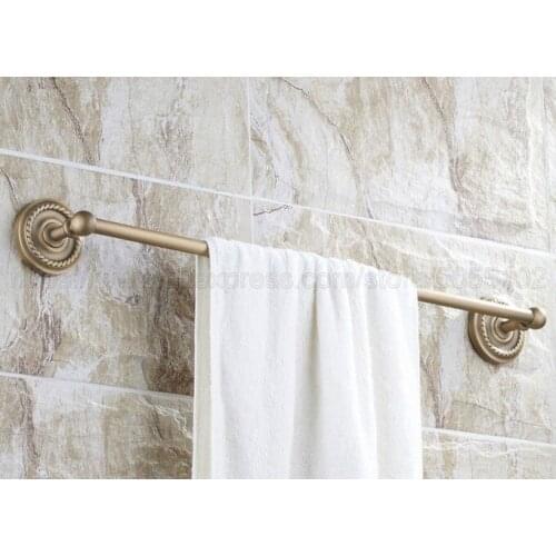 Towel Bars Single Rail Antique Brass Wall Shelf Towel Rack Hanger Bath Shelves Bathroom Accessories Towel Holder zba085