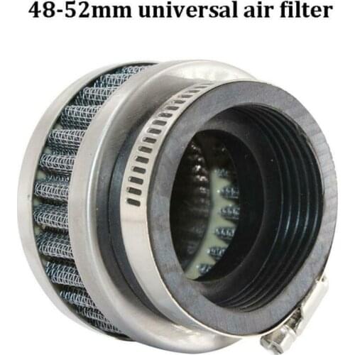 1pc Motorcycle Scooter Stainless Steel Air Intake Filter 48mm-52mm Cleaner+Clamp Motorbike Replacement Accessories