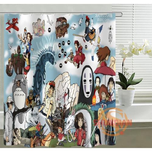 Anime Spirited Away Princess Mononoke Shower Curtain Personalized Custom Bath curtain Waterproof polyester curtain for family