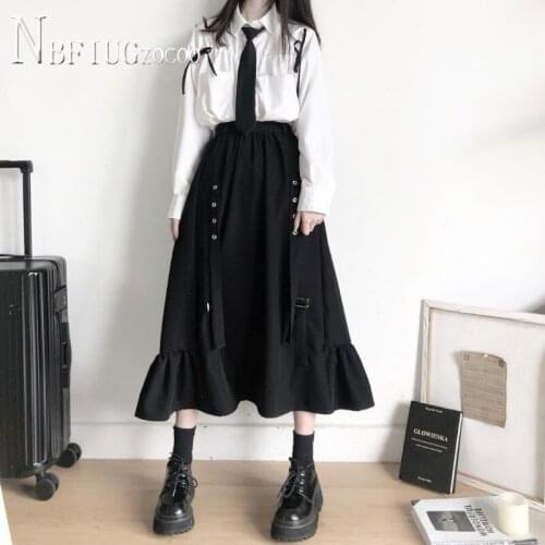 2020 Loose Long Sleeve Drawstring Women Blouse And Ruffles Skirt Women Sets Sweet Female Sets