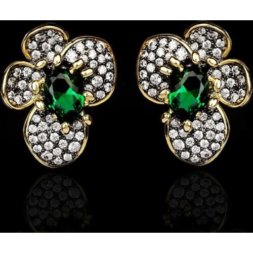 Exquisite Fashion AAAA Zircon Earrings Green Zircon Flower Women Jewelry 925 Silver Womens Earrings Jewelry Wedding Bridal Gift