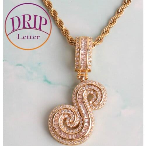 Women’s Cursive Baguette Letter Jewelry initial Pendant