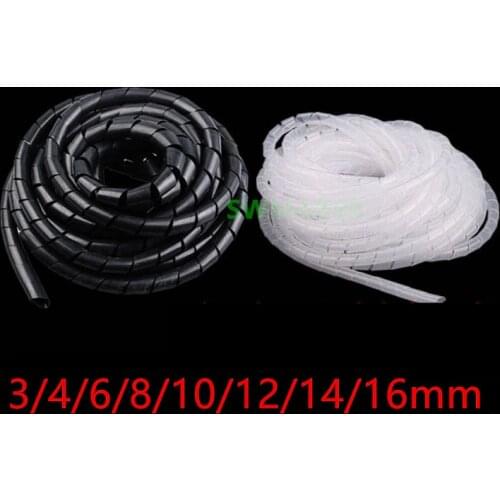 1meter Black White 3/4/6/8/10/12/14/16mm diameter Cable Organizer Coiled Tube Sleeve Cable protection tube 3D printer parts