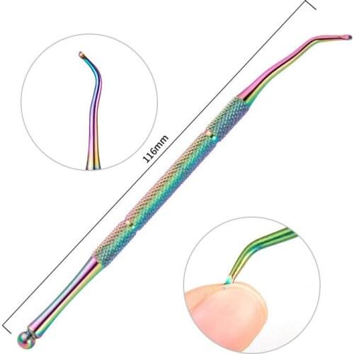 1 Pcs Multifunction Nail Accessories Rainbow Stainless Steel Dead Kkin Push Nail Tools