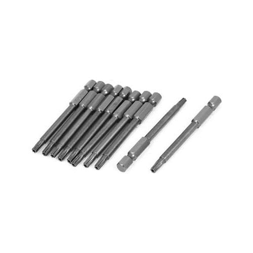 75mm Long 1/4" Hex Shank T20 Tip Magnetic Torx Security Screwdriver Bits 10pcs