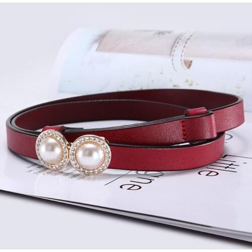 2019 Women Pearl Belt Adjustable Skinny Waist Belts with Gold Buckle for Female Dress Pants Strap Designer Womens Fashion Belt