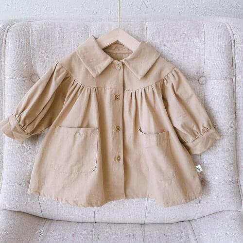 2021 Baby girls jacket fashion casual trench coats Kids Cotton Casual Jackets Children Clothes 0-8age