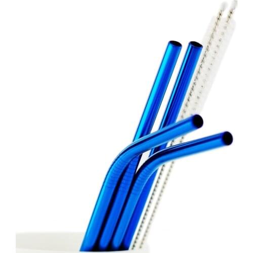 4/8/16/24 pcs Reusable Metal Straws 304 Stainless Steel Straight Bent Drinking Straws Set For 30 oz Cleaning Brush Drop Shipping