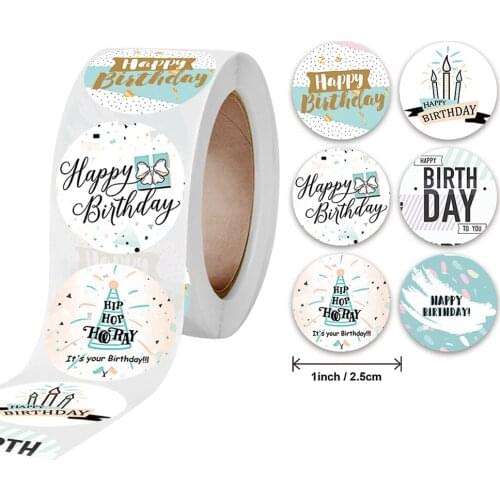 500pcs Happy Birthday Stickers Aesthetic Seal Labels Festival Party Decorations Cute Stationery Sticker for Scrapbooks Kids Toys