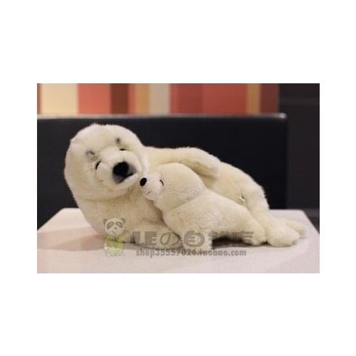 Free shipping new arrival Mother And Baby White Seal Doll Toys Simulation Greenland Seals Toy for children chrismas and new year