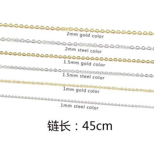 10pcs/lot 316L Stainless Steel Never Fade Gold Black Color 1 1.5 2mm Width 45cm Rolo Link Necklace Chain for Women Men Jewelry