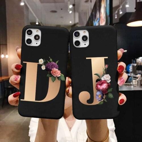 Custom Letter Plants Flowers Matte preto TPU Case For iphone 11 12 Mini Pro Max 6 7 8 plus XS XR high quality print Phone Coque