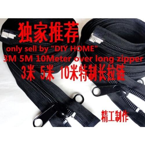 #10 overlength black nylon zipper for yacht hood double puller 10M/pcs zipper for diy sewing tents outdoor sports free shipping