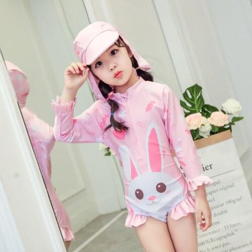 Kids Girls One Piece Swimwear cartoon rabbit print Beachwear Cute Baby Swimsuit bathing suit swimsuit